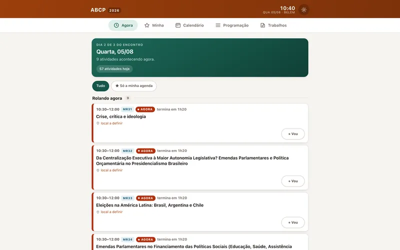 The live programme of the ABCP 2026 meeting